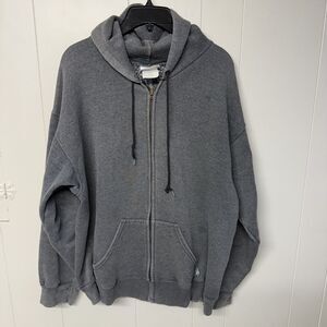 Vintage Discus Athletic Blank Zip Up Pullover Sweatshirt Faded Gray Men L GUC